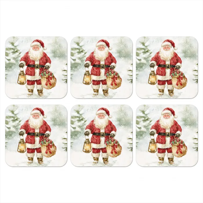 Kerstman- Winter - Sneeuw - Wit - Rood onderzetter kurk middel -3d