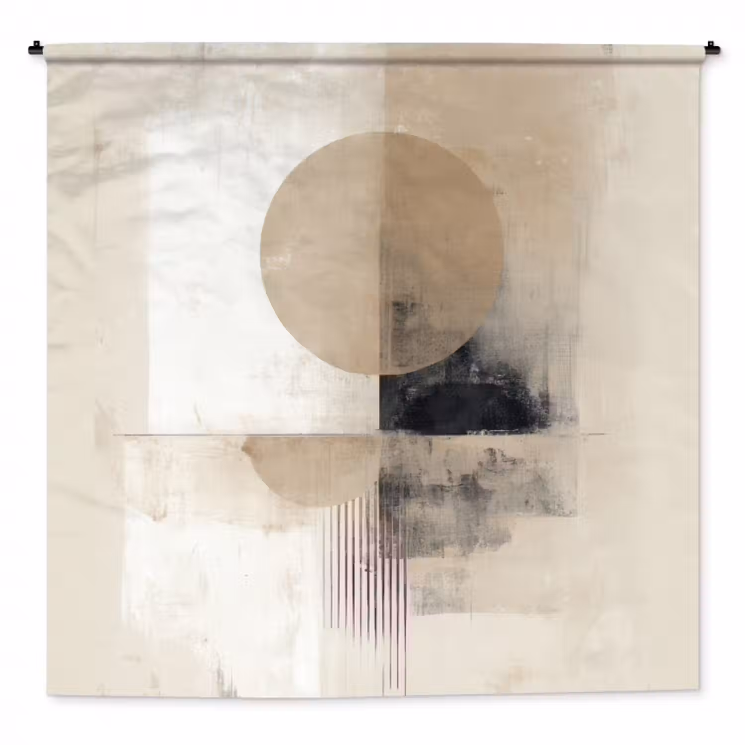 Wandkleed - Cirkel - Compositie - Diepte - Beige