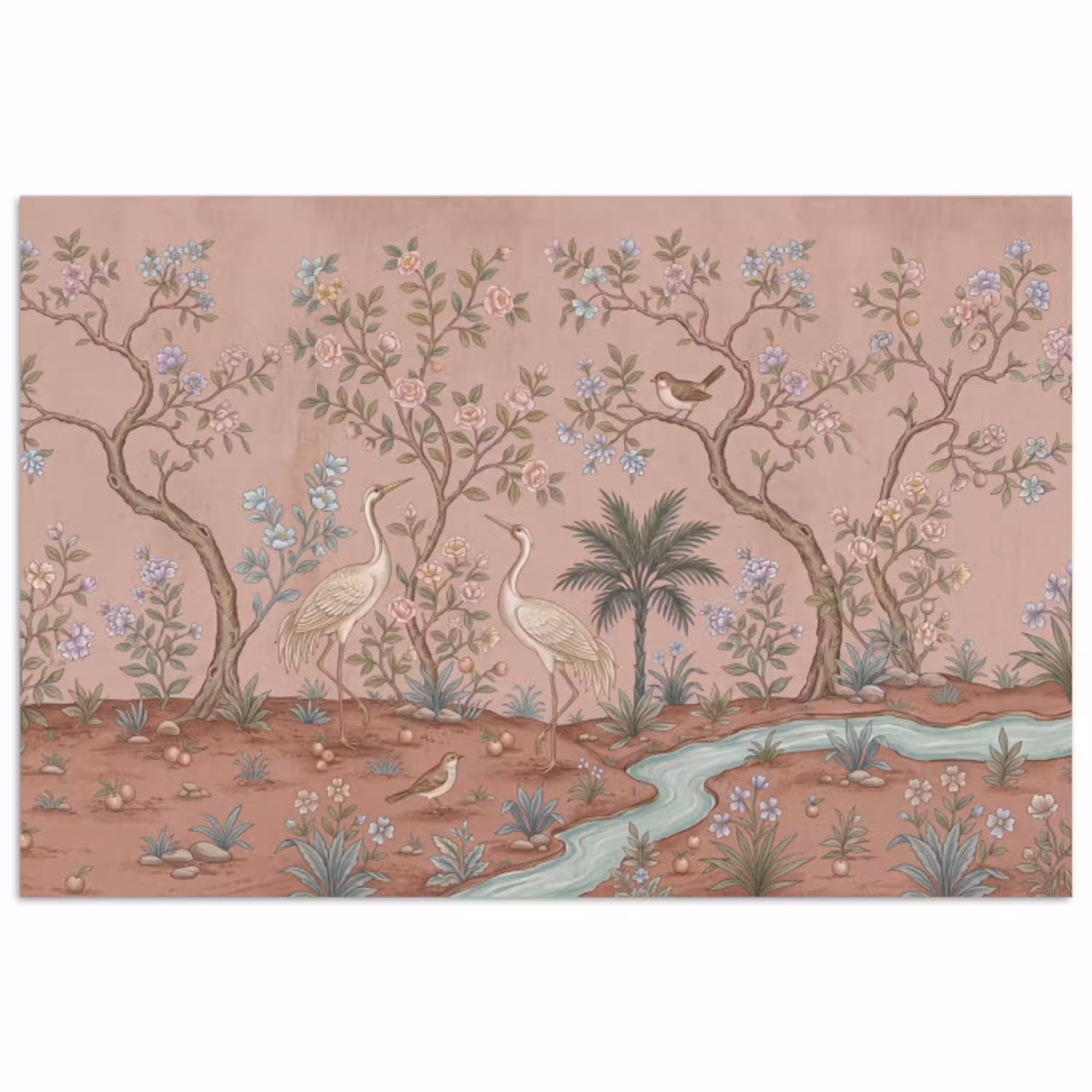 Nostalgisch - Reigers - Roze poster papier klein -3d