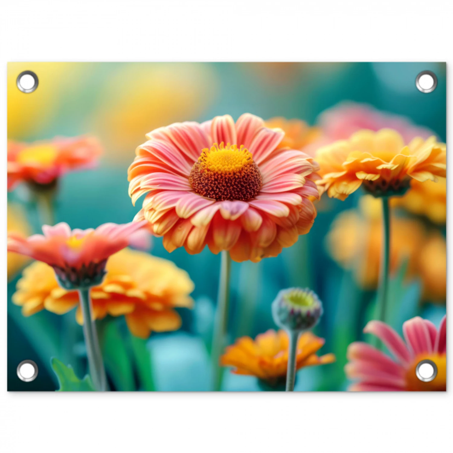 Bloemen in zomerse pracht tuinposter los doek klein -3d