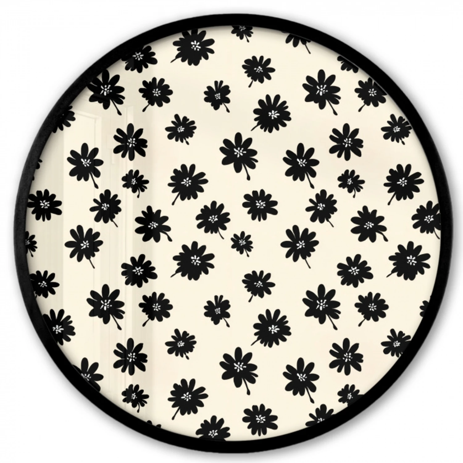 Madeliefjes - Grafisch - Zwart - Beige Fotolijst rond zonder passe partout klein 856 -3d