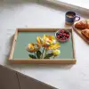 Bloemen - Geel - Bladeren - Structuur Dienblad Rechthoek middel -sfeer2