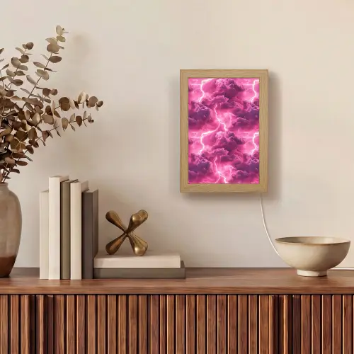 Roze - Onweer - Wolken Light Box met kabel (Tafellamp) klein 925 -sfeer2