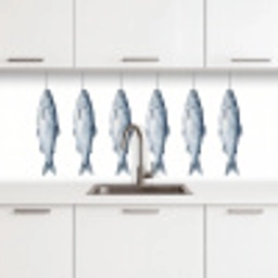 Vissen - Illustratie - Delfts - Blauw keuken achterwand 2 middel -3d