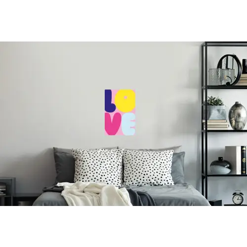 Love - Valentijn - Kleurrijk Muursticker klein -slaapkamer