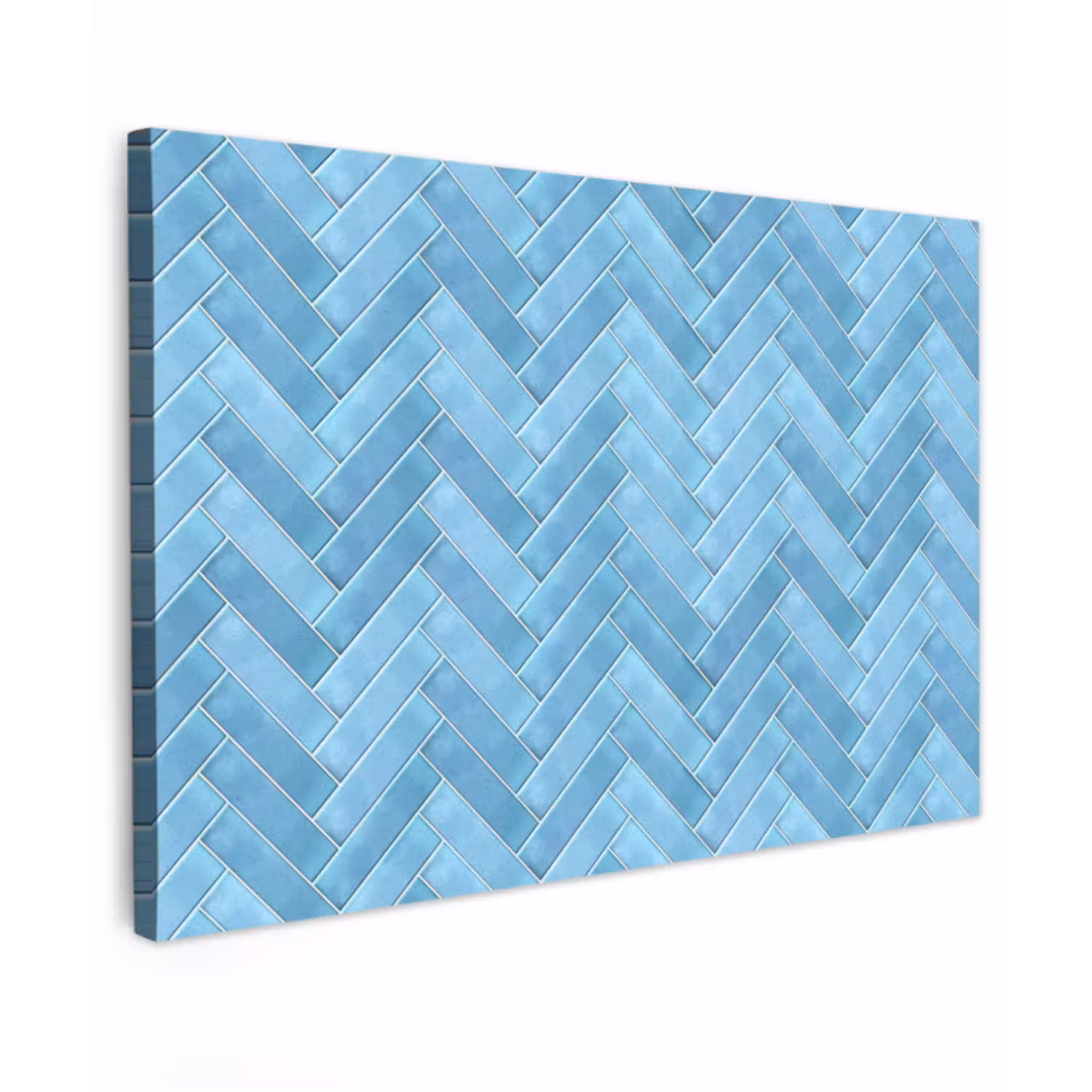 Visgraat - Wandtegel - Lichtblauw Tuinposter op houten frame 2 cm dik klein 845 -3d