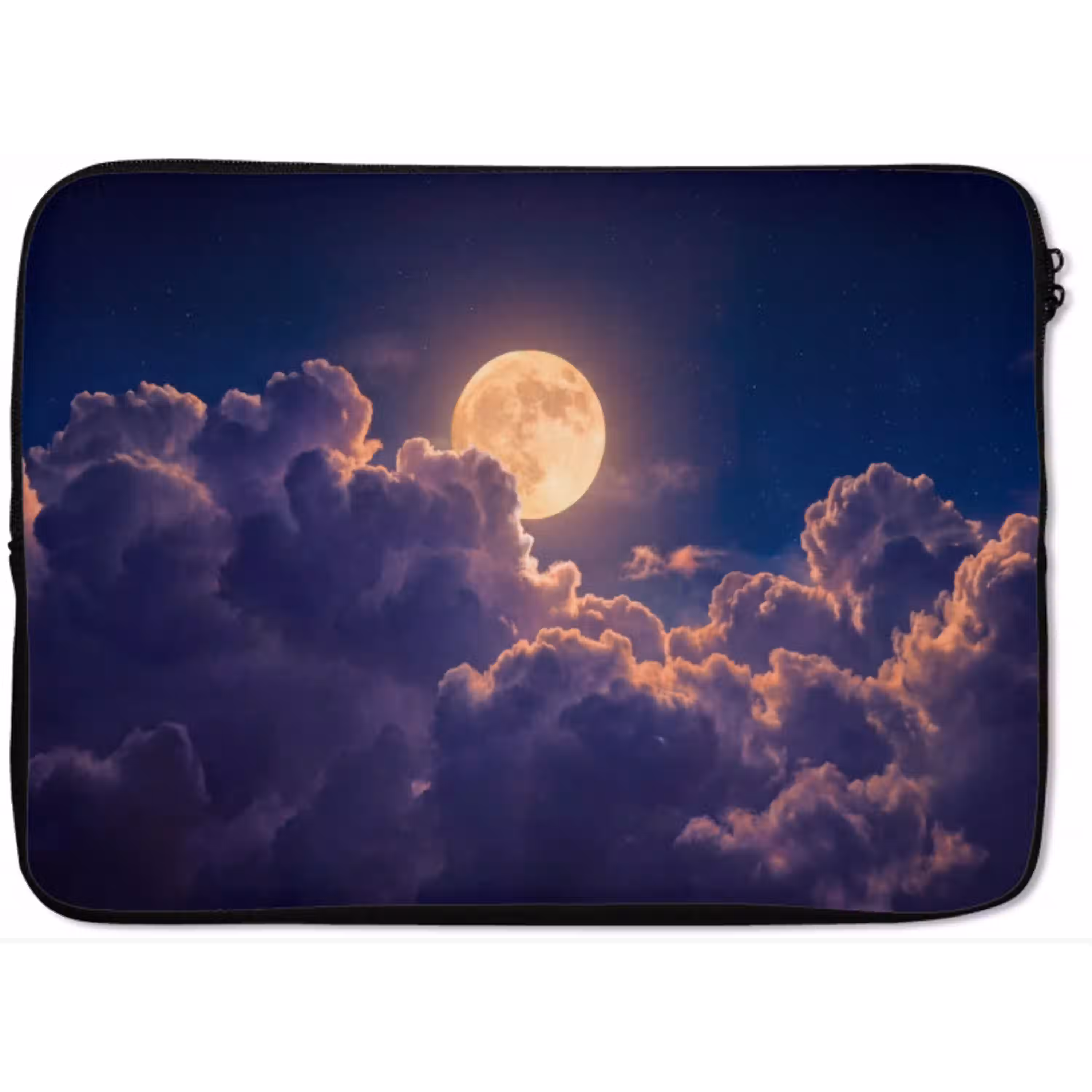 Maan - Wolken - Nacht - Oranje laptophoes neopreen klein -zkaufland3dotto