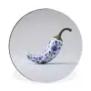Chilipeper - Keramiek - Blauw Wandcirkel aluminium klein -3d
