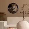 Wilde dieren - Panter - Portret - Zwart - Dieren Wandcirkel kunststof plaat 5mm dik klein -sfeer1