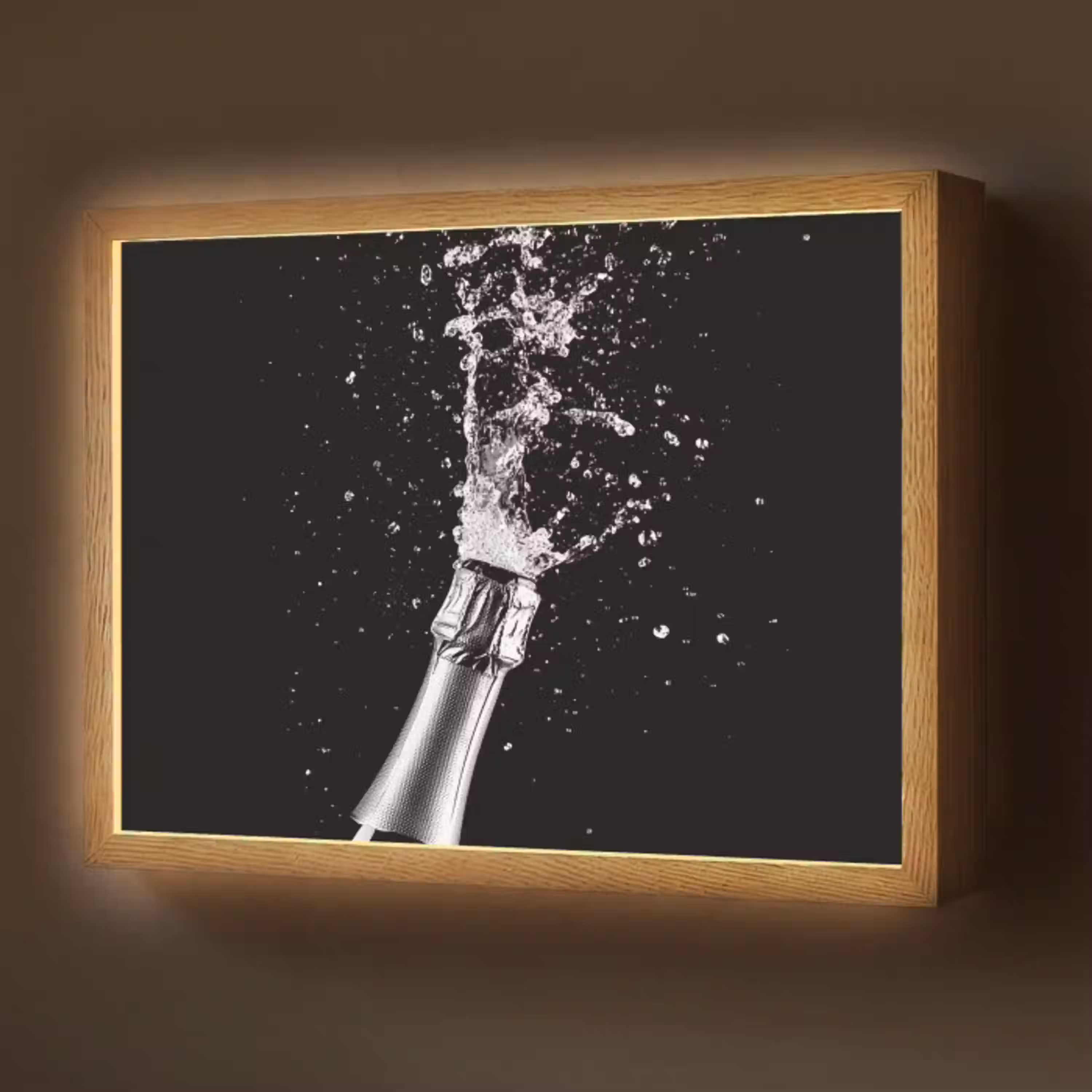 Champagne - Zwart - Spetters - Popping Light Box met batterij (Wandlamp) middel -z3d_website