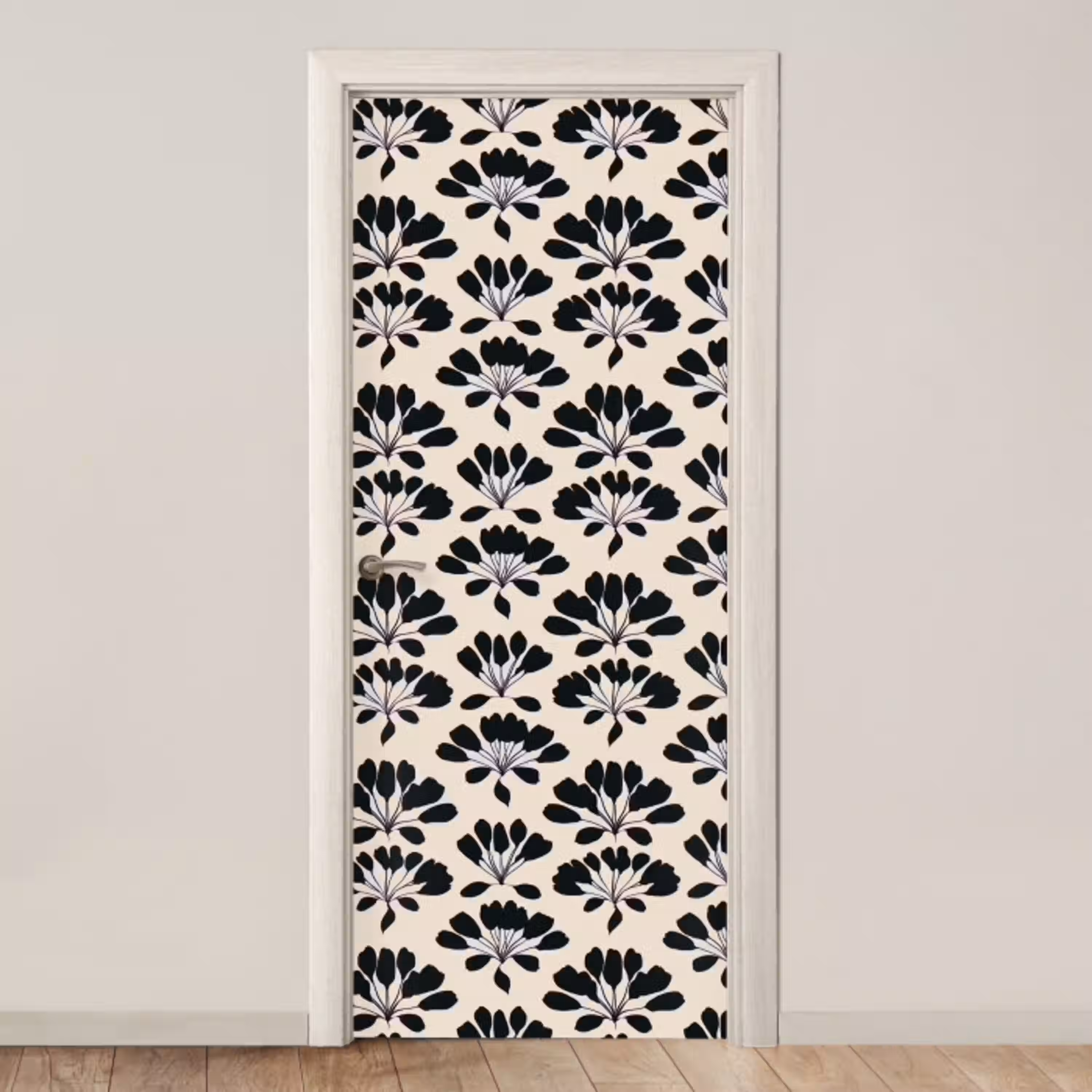 Abstract - Patroon - Zwart deurposter klein 289 -3d_beige