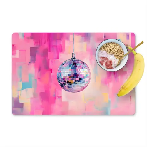 Discobal - Pink - Verf Placemat vinyl groot -zzzproduct_Kitchenyeah-website