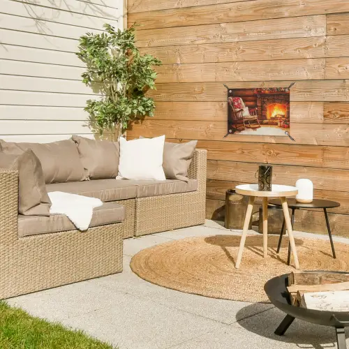 Winter - Kerst - Huis - Openhaard tuinposter los doek klein -sfeer4