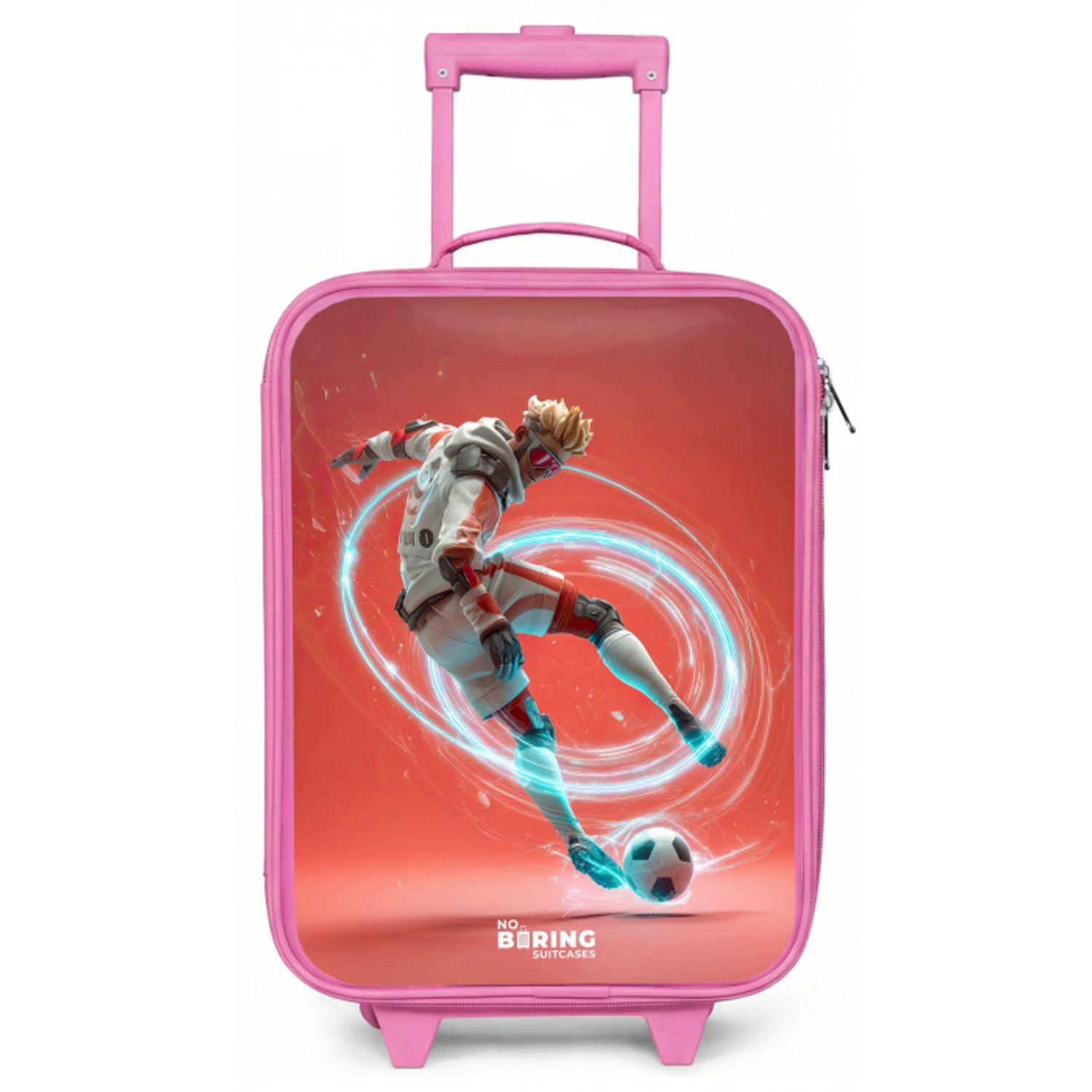 Voetbal - Jongen - Rood - Lichtcirkel Kinderkoffer - Roze klein -zz3dotto