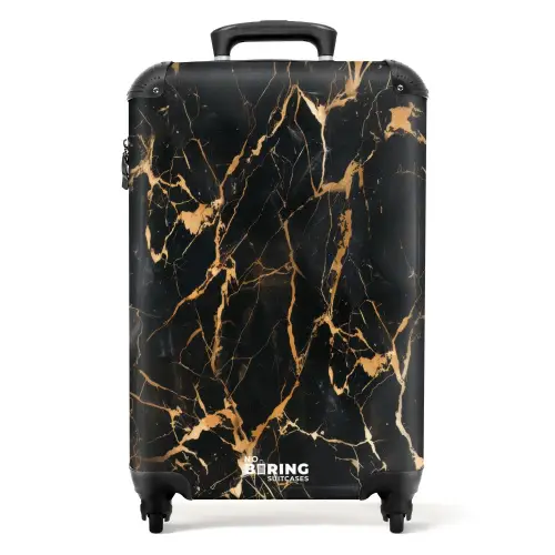 Marmer - Gouden Aderen op Zwart Marmer NBS - Handbagage koffer - Kinderen Unisex middel -productfoto_recht