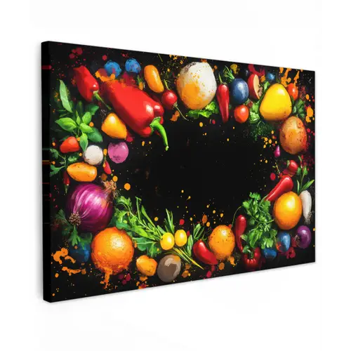 Groente - Graffiti - Kleurrijk - Koken - Abstract canvas 2cm klein -z3d