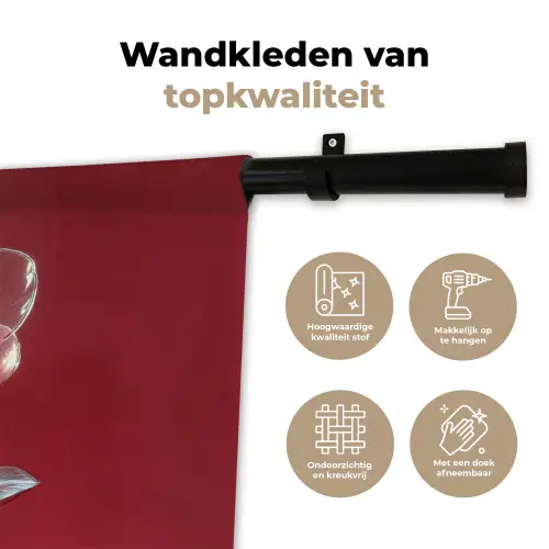 Sierlijk - Bloem - Roze - Glazen Wandkleed katoen klein -sfeer2