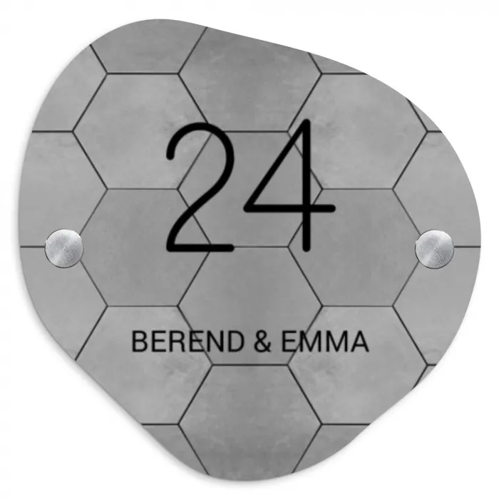 Grijze tegels - Klassiek Naambord Organisch middel -3d