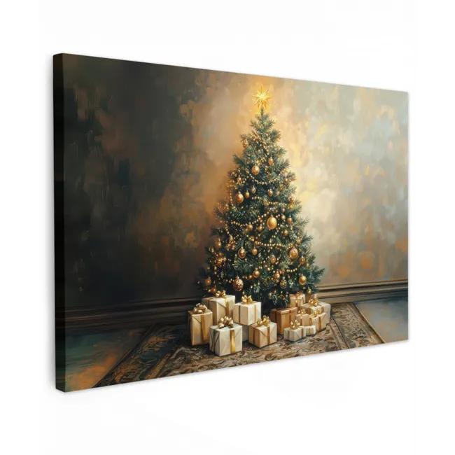 Kerstboom - Cadeaus - Goud canvas 2cm klein -z3d