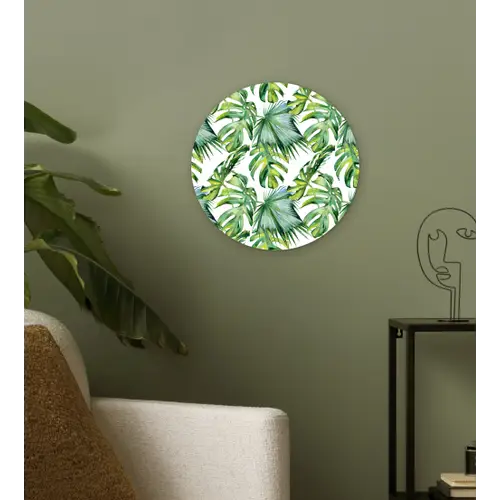 Bohemian - Bladeren - Bloemen - Tropisch Wandcirkel kunststof plaat 5mm dik klein -sfeer3