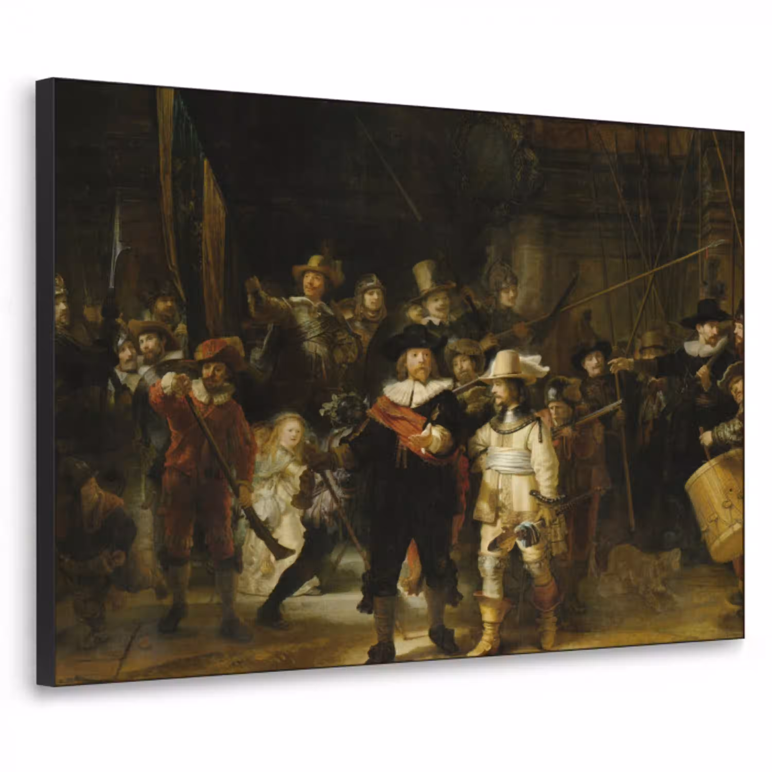 De Nachtwacht - Kunst - Oude meesters - Rembrandt Textielframe zwart klein -3d