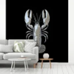 Kreeft - Zilver - Metallic - Luxe fotobehang vinyl groot -woonkamer