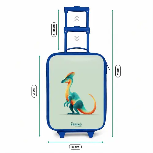 Elegante dino met kam Kinderkoffer - Blauw klein -productfoto_formaten