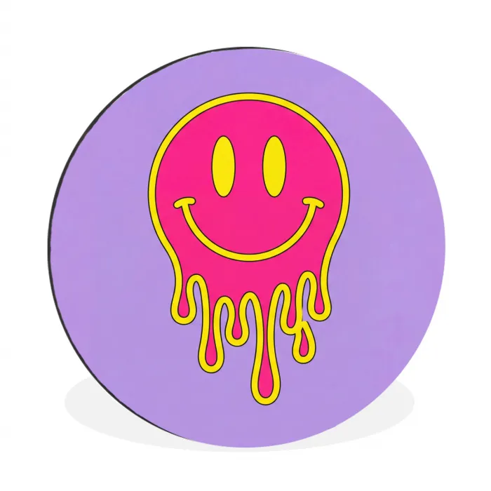 Smiley - Drip - Neon Wandcirkel aluminium klein -3d