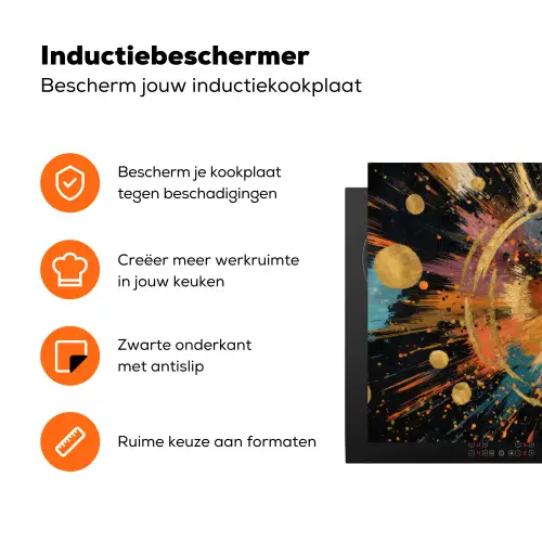 Explosie - Verfstructuur - Goud - Abstract Inductie beschermer vinyl 3mm klein -zzzzzzz-td-ups