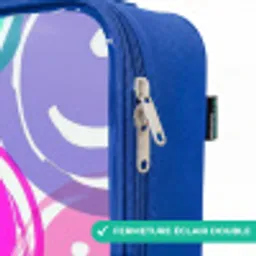 Kleurrijke glimlachexplosie Kinderkoffer - Blauw klein -rits_FR