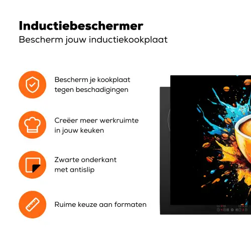 Koffie - Graffiti - Drinken - Abstract Inductie beschermer vinyl 3mm klein -zzzzzzz-td-ups