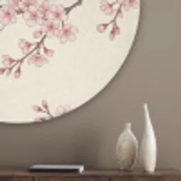 Aziatisch - Kraanvogel - Beige Akoestische PET Vilt - Rond klein -sfeer5_closeup