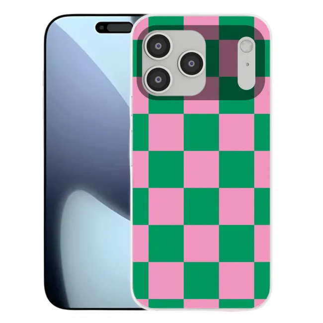 Handyhülle - Schachbrettmuster - Grün - Rosa - Würfel