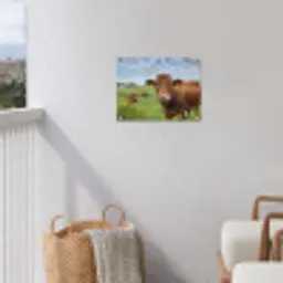 Koe - Weide - Bloemen tuinposter los doek klein -sfeer8