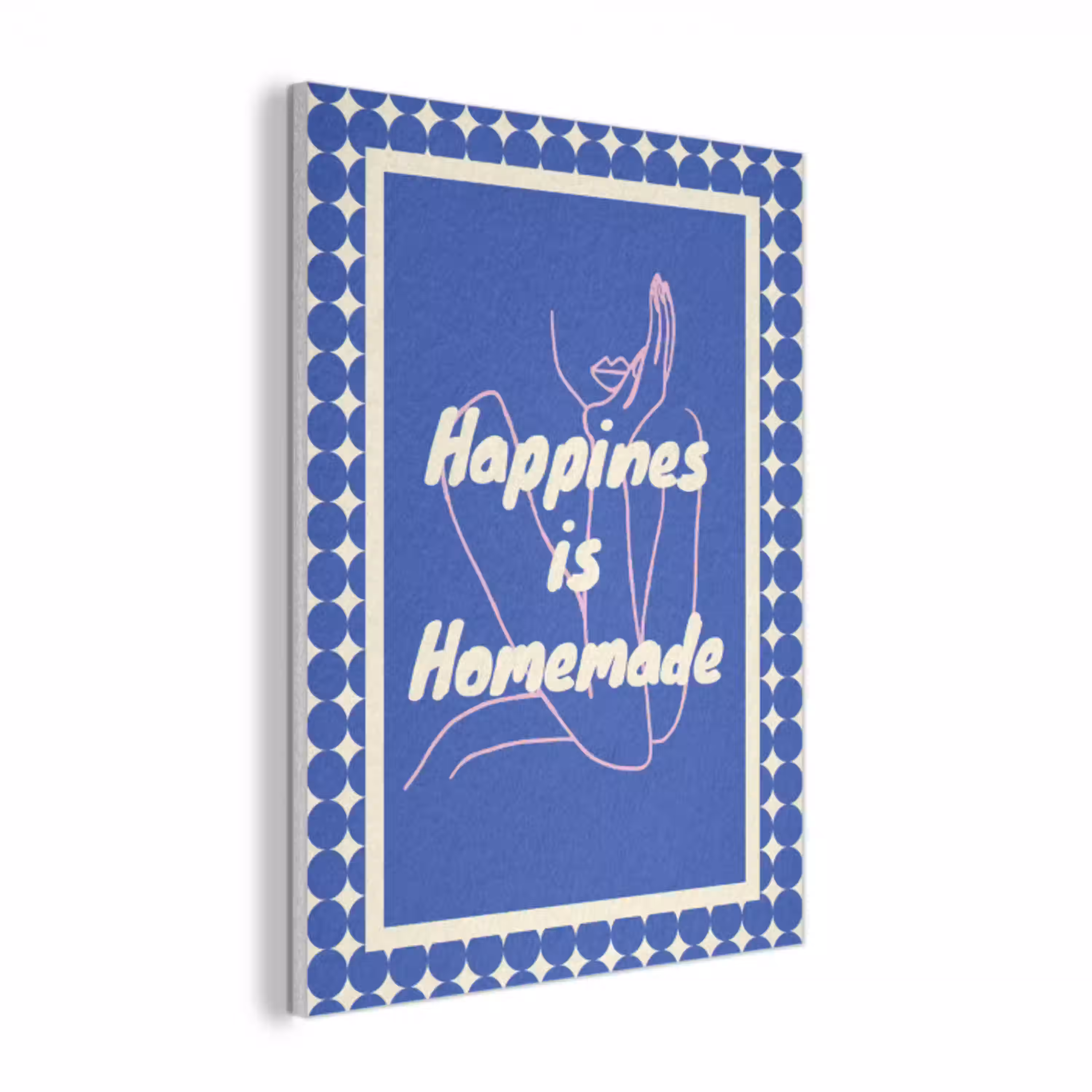 Lijntekening - Vrouw - Quote - Blauw PET vilt klein -3d