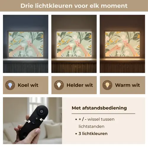 Glazen - Proosten - Bladeren - Groen Light Box met batterij (Wandlamp) middel -USP_lichtkleurNL