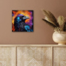 Vogel - Kraai - Graffiti - Zwart - Dieren aluminium wit klein -sfeer4