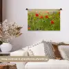 Lente - Bloemen - Rood - Klaproos - Gras - Groen Wandkleed katoen klein -sfeer1