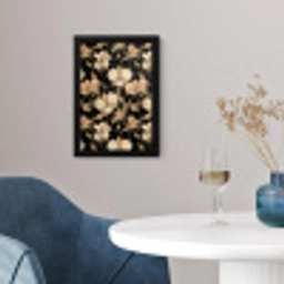 Orchideeën - Lijntekening - Patroon - Beige - Zwart fotolijst zwart zonder passe partout klein 224 -sfeer4
