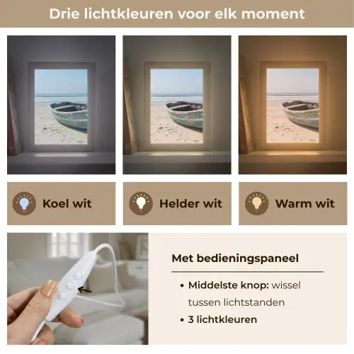 Boot - Zandstrand - Zee Light Box met kabel (Tafellamp) klein -USP_lichtkleurNL