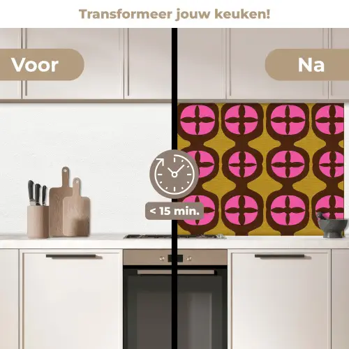 Modern - Patroon - Roze keuken achterwand 2 middel 871 -voor-na2_NL