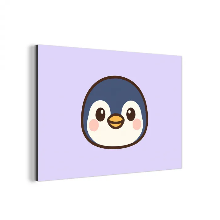 Pinguïn - Paars - Schattig aluminium wit klein -3d