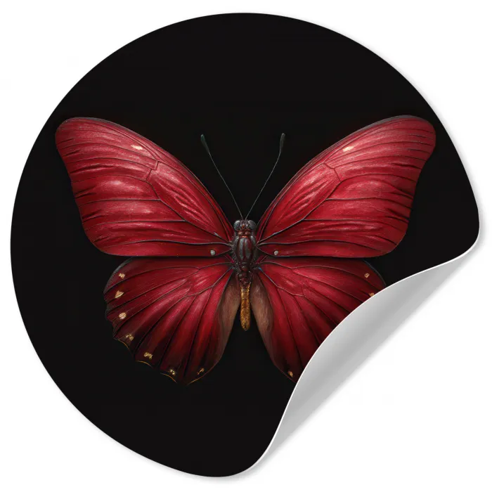 Vlinder - Rood - Minimalistisch Wandcirkel behangsticker klein -3d
