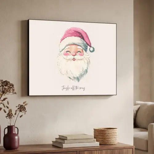 Kerstman - Kerst - Quote - Beige Textielframe zwart klein -sfeer3