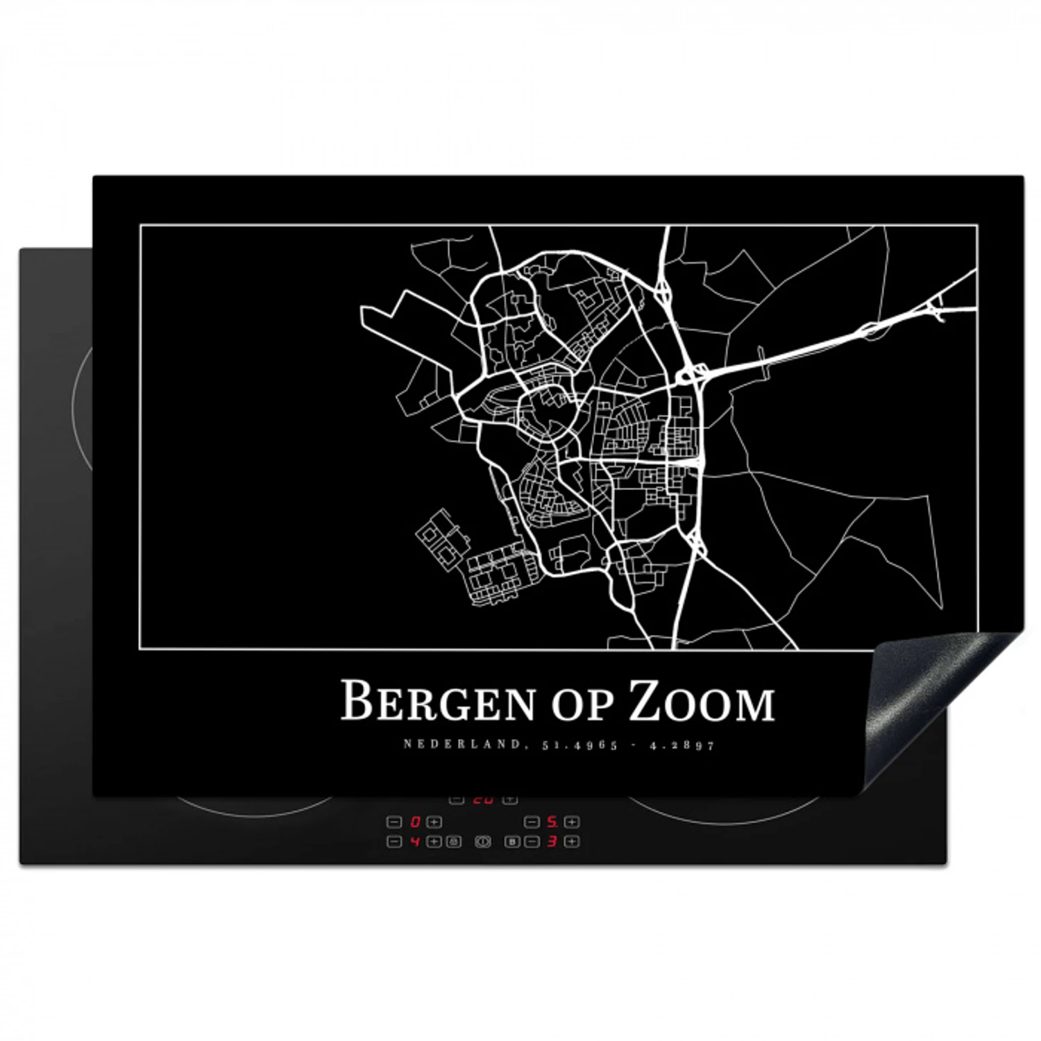 Plattegrond - Bergen op Zoon - Stadskaart - Kaart - Inductie beschermer - Inductie Mat - Kookplaat Beschermer Inductie beschermer vinyl 3mm klein -3d