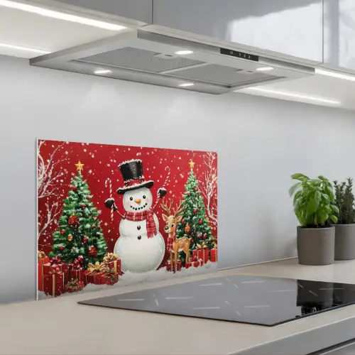 Feestvreugde - Winterbos - Kleurrijk keuken achterwand spatscherm klein -3d_schuin