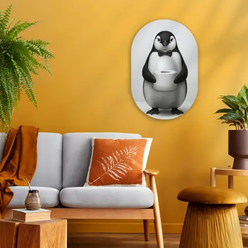 Pinguïn - WC rol - Wit Wandcirkel Ovaal Forex klein -sfeer4