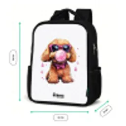 Bruine hond met roze bril en kauwgombal Rugzak - Zwart middel -productfoto_formaten