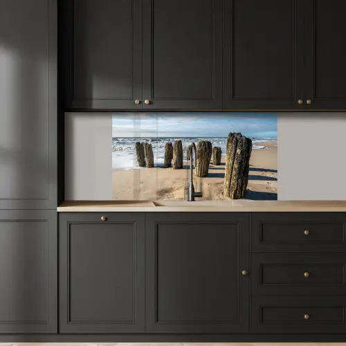 Zand - Strand - Paal - Water - Zomer keuken achterwand 2 middel -sfeer1