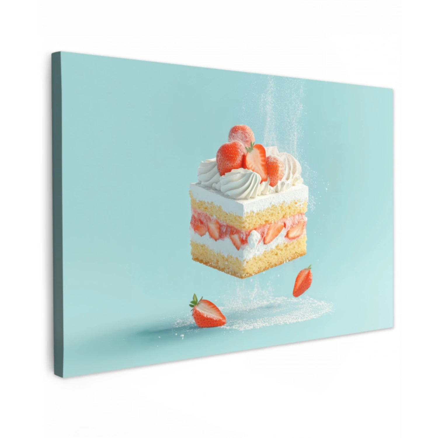 Slagroom - Taart - Blauw - Eten Tuinposter op houten frame 2 cm dik klein -3d